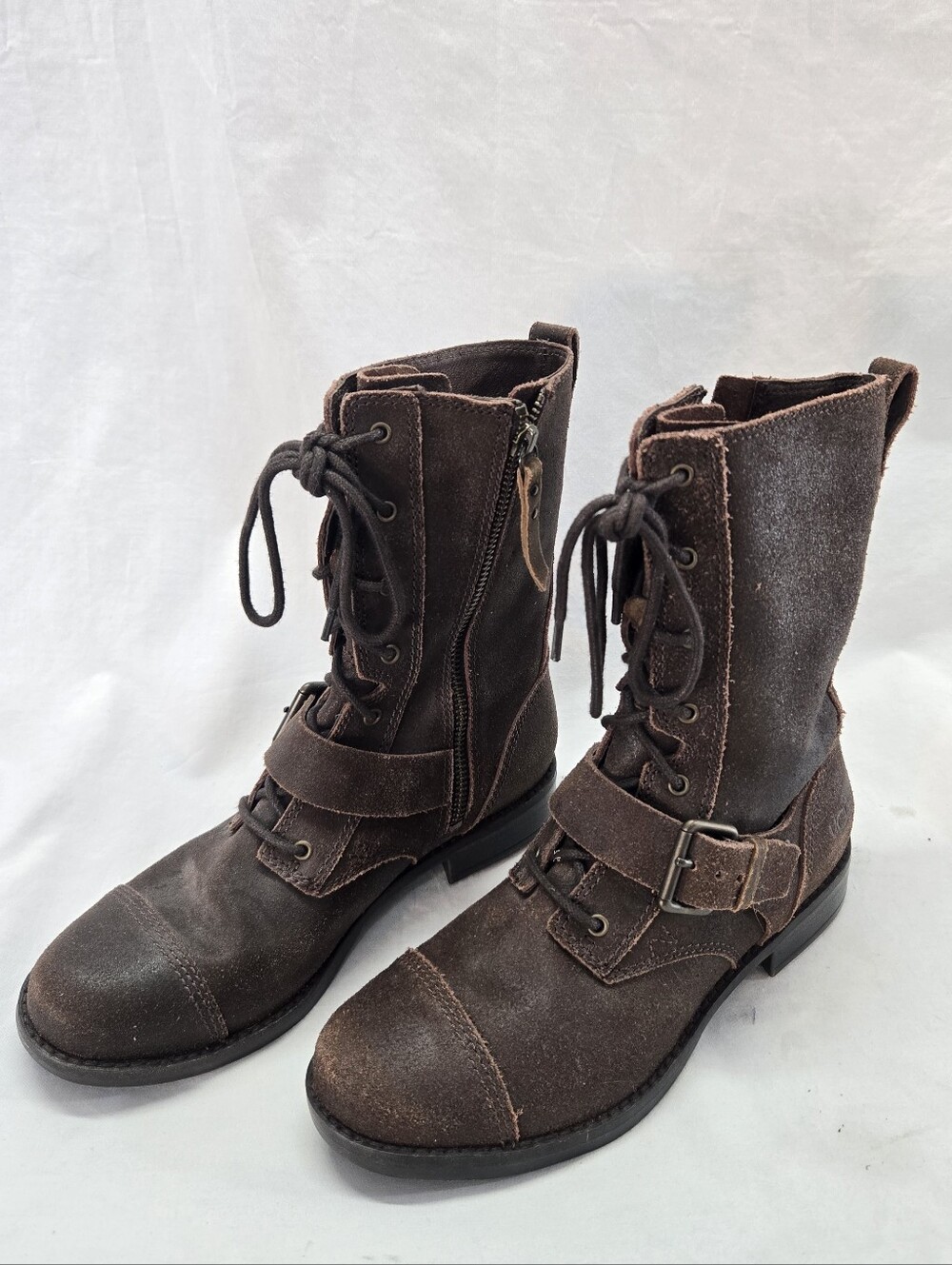 UGG Australia Marela Leather Combat Boots Women’s 6.5 Brown Distressed EUC